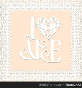 Love symbol, valentine card, decorative heart with birds and lace frame in white color isolated background Paper cut Traditional Belarusian, Polish paper clippings Hand made with scissors. Vector. Love symbol, valentine card, decorative heart with birds and lace frame in white color isolated background Paper cut Traditional Belarusian, Polish paper clippings make with scissors. Hand made