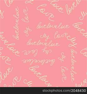 Love text pink Seamless pattern. Text backgrounds applicable in printing, textiles, art objects, clothing, wallpaper. Love text Seamless pattern. Text backgrounds applicable in printing, textiles, art objects, clothing, wallpaper