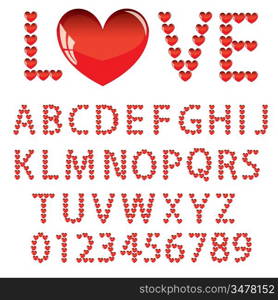Love the alphabet with a heart letters and numbers