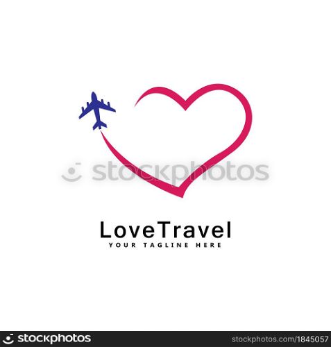 Love Travel Logo Template Design Vector Emblem Design Concept Creative Symbol Icon