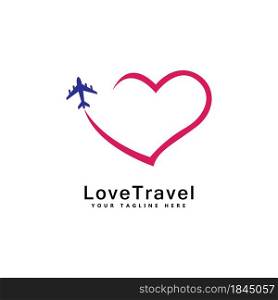 Love Travel Logo Template Design Vector Emblem Design Concept Creative Symbol Icon