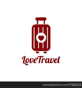 love traveler, Travel bag vector logo icon. love, Sea, summer and holiday symbol. Stock design element
