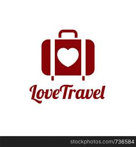 love traveler, Travel bag vector logo icon. love, Sea, summer and holiday symbol. Stock design elements