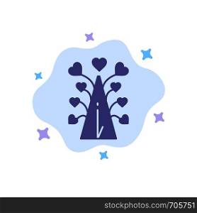 Love, Tree, Heart, Valentine, Valentinea??s Day, Blue Icon on Abstract Cloud Background