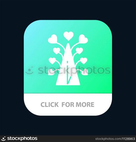 Love, Tree, Heart, Valentine, Valentinea??s Day, Mobile App Button. Android and IOS Glyph Version