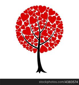 Love tree. Tree of love from red hearts. A vector illustration