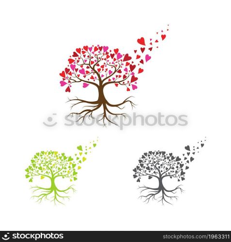 Love tree with heart leaves vector illustration
