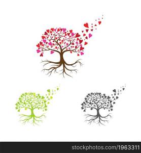 Love tree with heart leaves vector illustration