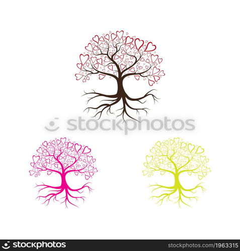 Love tree with heart leaves vector illustration