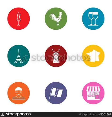 Love trip icons set. Flat set of 9 love trip vector icons for web isolated on white background. Love trip icons set, flat style