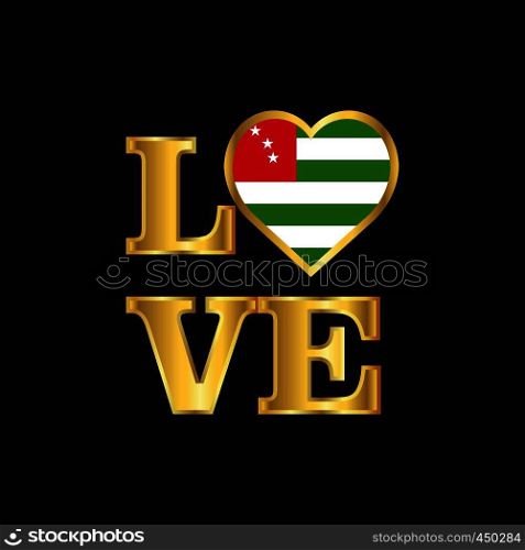 Love typography Abkhazia flag design vector Gold lettering