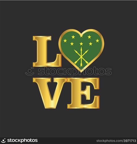 Love typography Adygea flag design vector Gold lettering