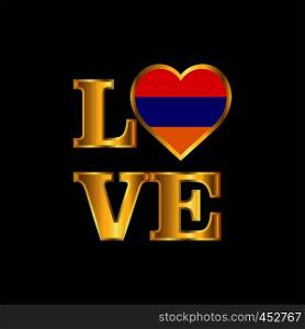 Love typography Armenia flag design vector Gold lettering