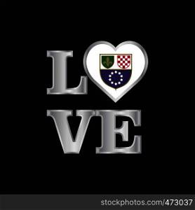 Love typography Bosnia and Herzegovina flag design vector beautiful lettering