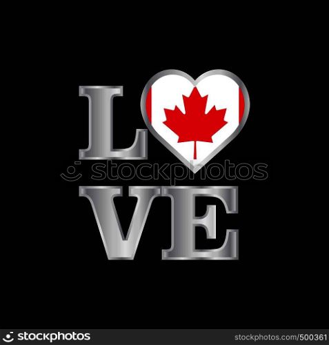 Love typography Canada flag design vector beautiful lettering