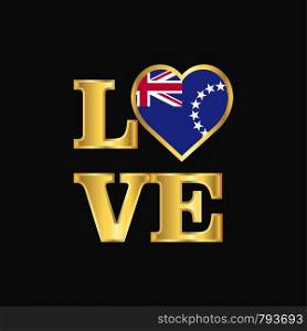 Love typography Cook Islands flag design vector Gold lettering