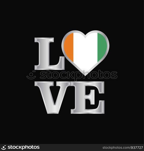 Love typography Cote d Ivoire / Ivory Coast flag design vector beautiful lettering