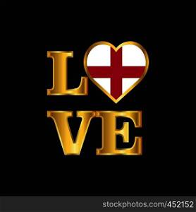 Love typography England flag design vector Gold lettering