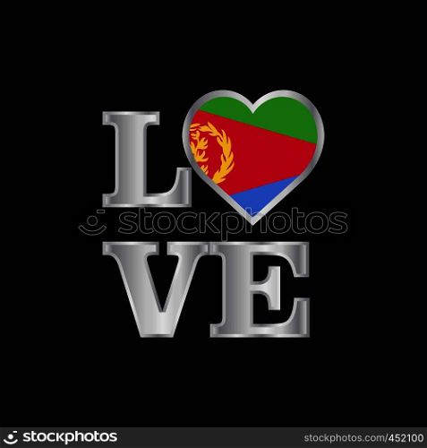 Love typography Eritrea flag design vector beautiful lettering