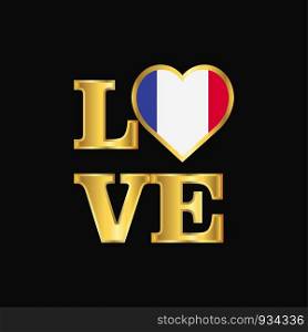 Love typography France flag design vector Gold lettering
