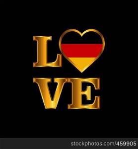 Love typography Germany flag design vector Gold lettering