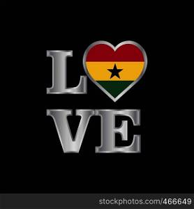 Love typography Ghana flag design vector beautiful lettering