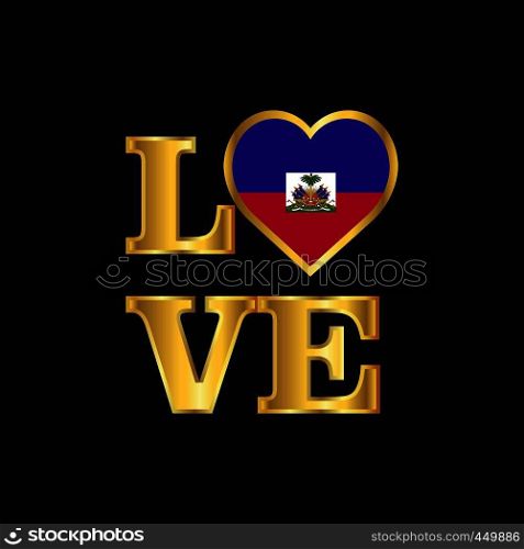 Love typography Haiti flag design vector Gold lettering