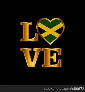 Love typography Jamaica flag design vector Gold lettering