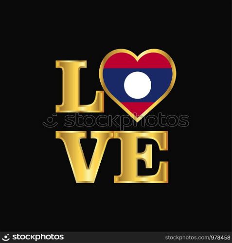Love typography Laos flag design vector Gold lettering