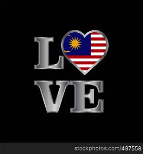 Love typography Malaysia flag design vector beautiful lettering