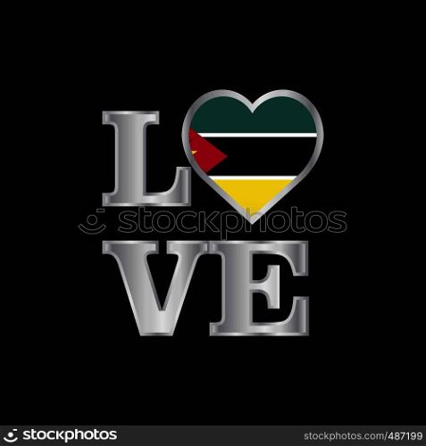 Love typography Mozambique flag design vector beautiful lettering