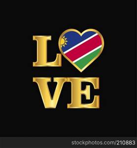 Love typography Namibia flag design vector Gold lettering
