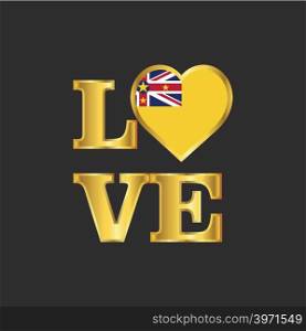 Love typography Niue flag design vector Gold lettering