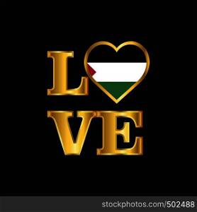 Love typography Palestine flag design vector Gold lettering