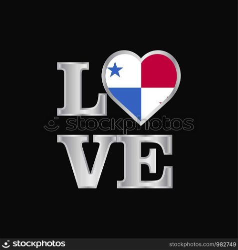 Love typography Panama flag design vector beautiful lettering