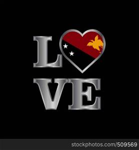 Love typography Papua New Guinea flag design vector beautiful lettering