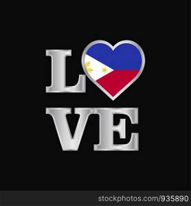 Love typography Phillipines flag design vector beautiful lettering