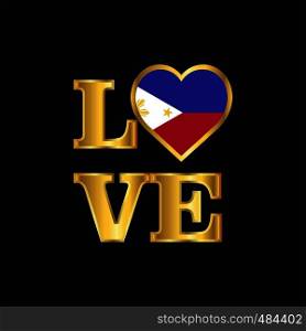 Love typography Phillipines flag design vector Gold lettering