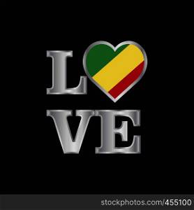 Love typography Republic of the Congo flag design vector beautiful lettering