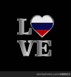 Love typography Russia flag design vector beautiful lettering