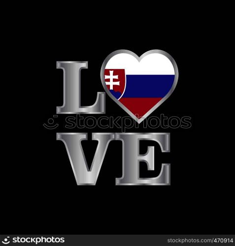 Love typography Slovakia flag design vector beautiful lettering