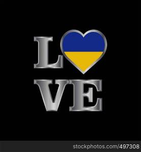 Love typography Ukraine flag design vector beautiful lettering
