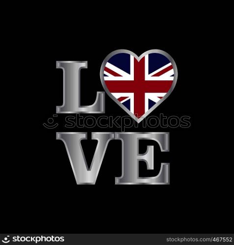 Love typography United Kingdom flag design vector beautiful lettering