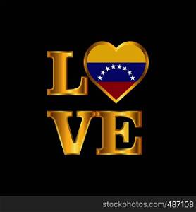 Love typography Venezuela flag design vector Gold lettering