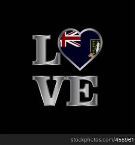 Love typography Virgin Islands UK flag design vector beautiful lettering
