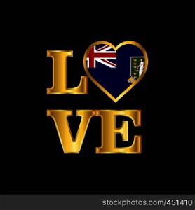 Love typography Virgin Islands UK flag design vector Gold lettering