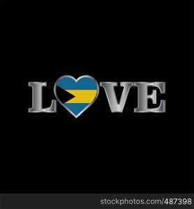 Love typography with Bahamas flag design vector