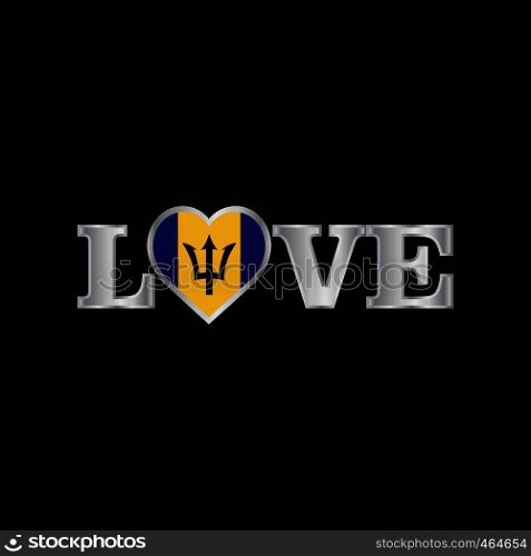 Love typography with Barbados flag design vector