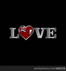 Love typography with Bermuda flag design vector