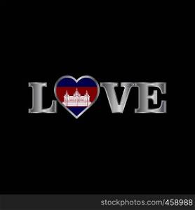 Love typography with Cambodia flag design vector